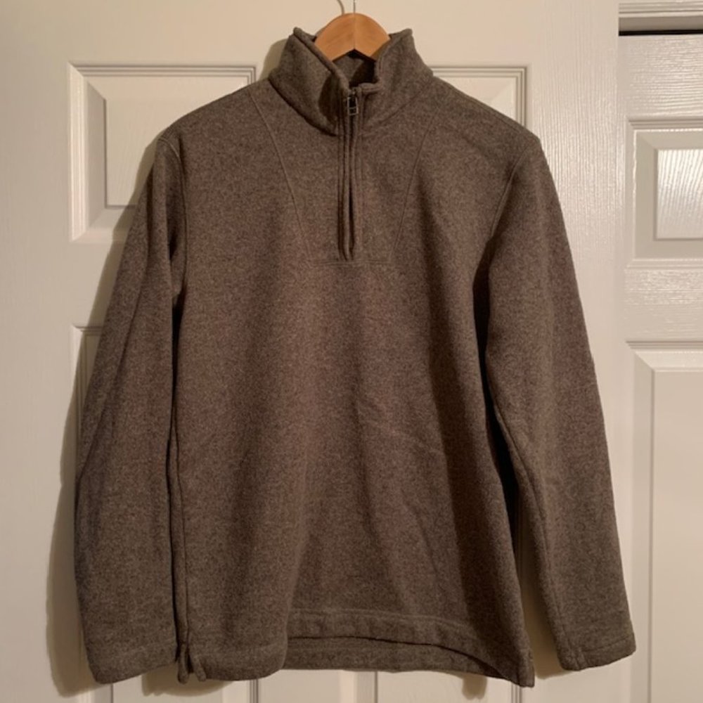 Eddie Bauer brown 1/4 zip fleece lined pullover SM